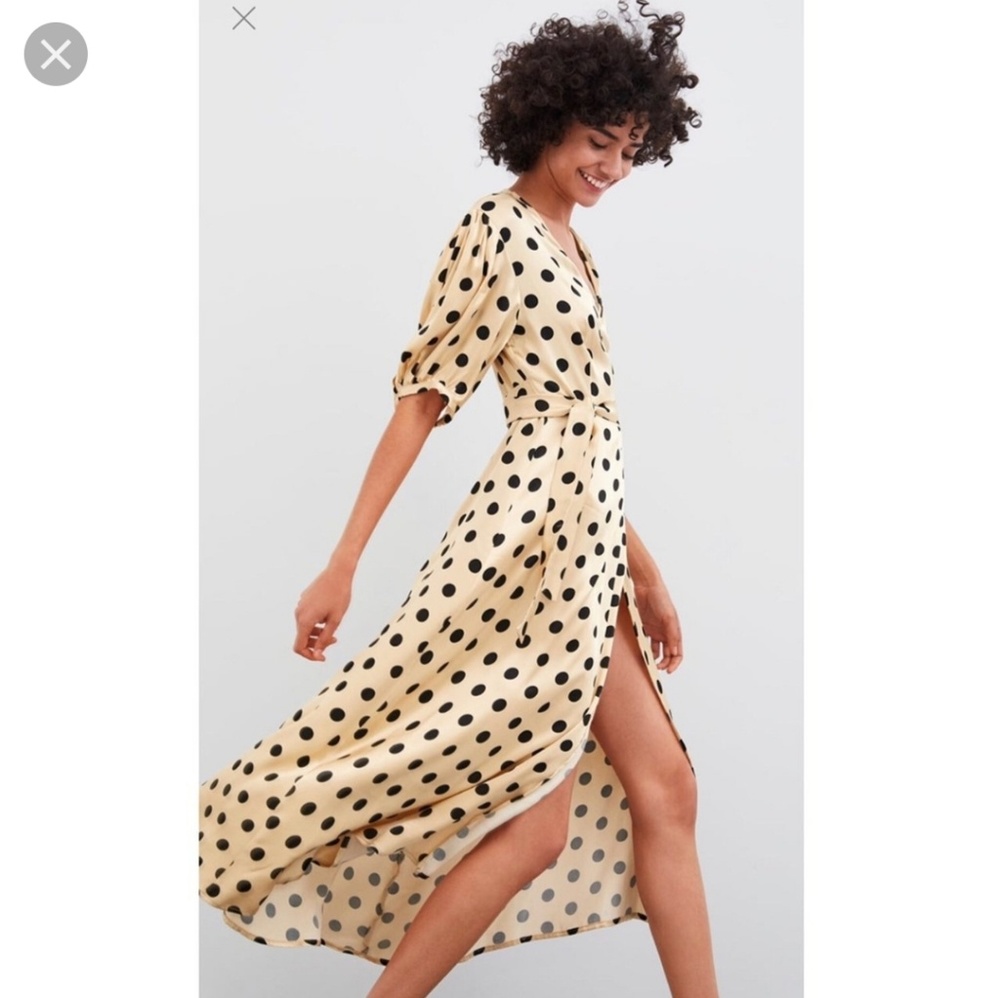 NEW Zara Polka Dot Wrap Dress